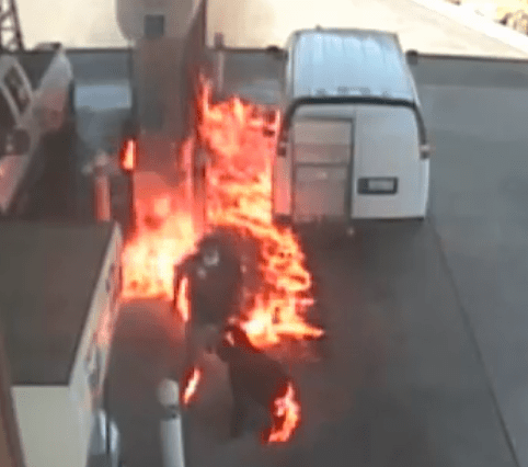 Gas pump arson in Washington State caught on camera.