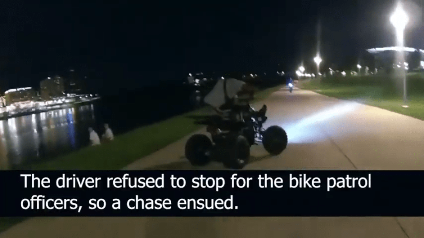 VIDEO: Police on bicycles chase down illegal quad biker